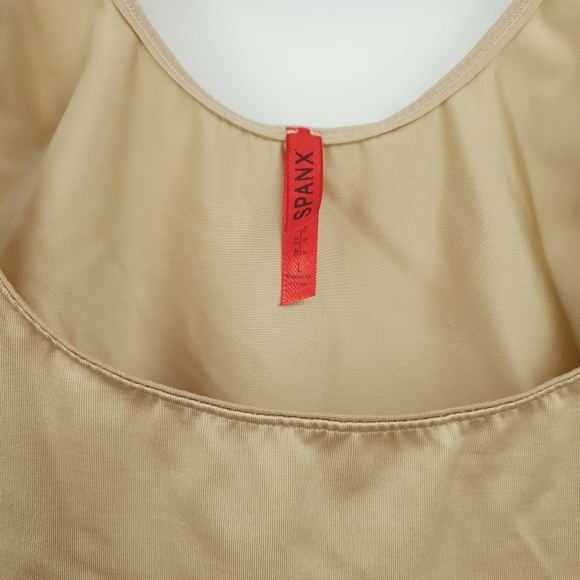Spanx Slimplicity Open Bust Large Beige Tank Shapewear Cami Nylon Spandex - Picture 4 of 10